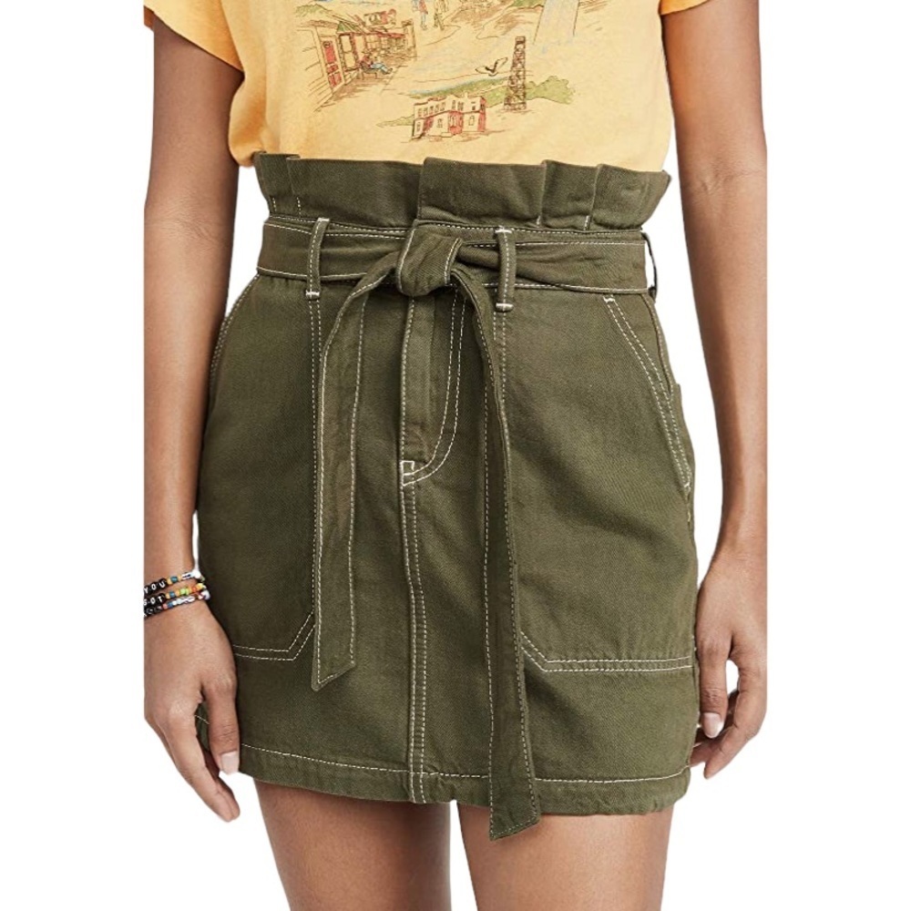 Free People Splendor in the Grass Army Green Mini Skirt Size 2